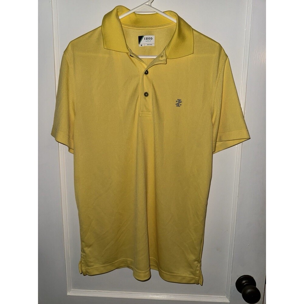 Izod Golf Mens Size M Yellow Short Sleeve Polo Golf Shirt